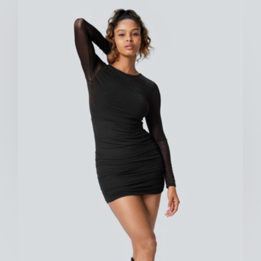 Halara sheer long sleeves bodycon party dress large